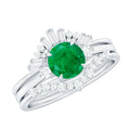 Emerald Diamond Bridal Set – Vintage Wedding Rings | Three Piece Ring Set