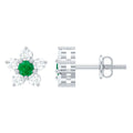 Emerald Diamond Earrings – Flower Cluster Studs with AAA Quality Emeralds & Diamonds