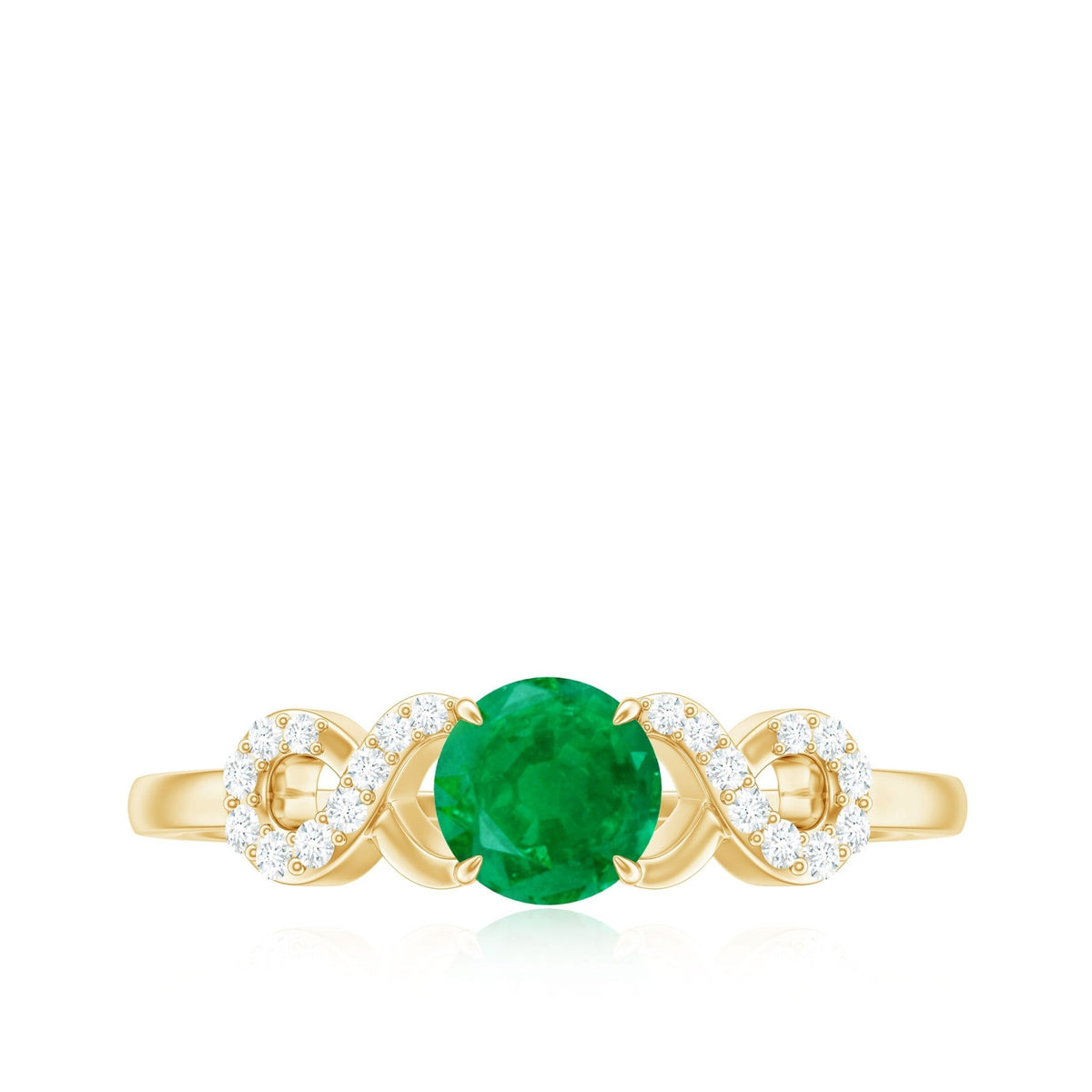 Emerald Diamond Engagement Ring – Criss Cross Band With AAA Quality Emerald