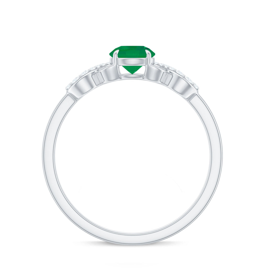 Emerald Diamond Engagement Ring – Criss Cross Band With AAA Quality Emerald