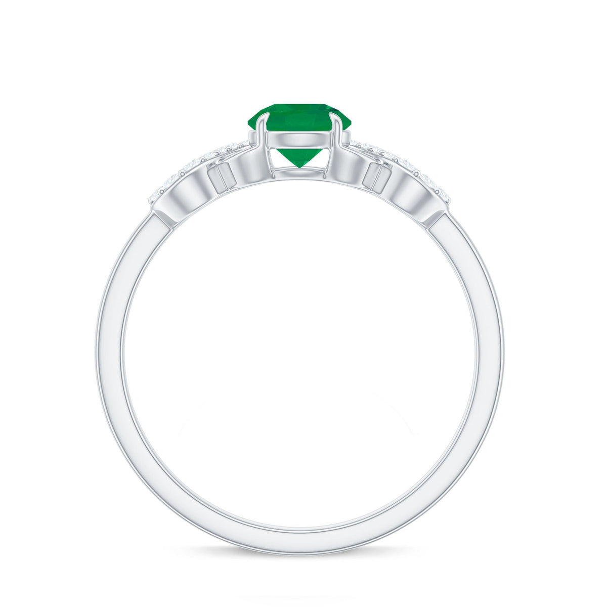 Emerald Diamond Engagement Ring – Criss Cross Band With AAA Quality Emerald