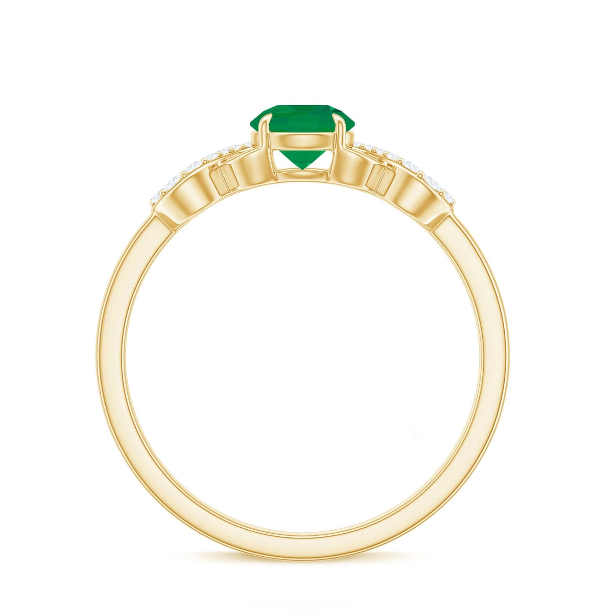 Emerald Diamond Engagement Ring – Criss Cross Band With AAA Quality Emerald