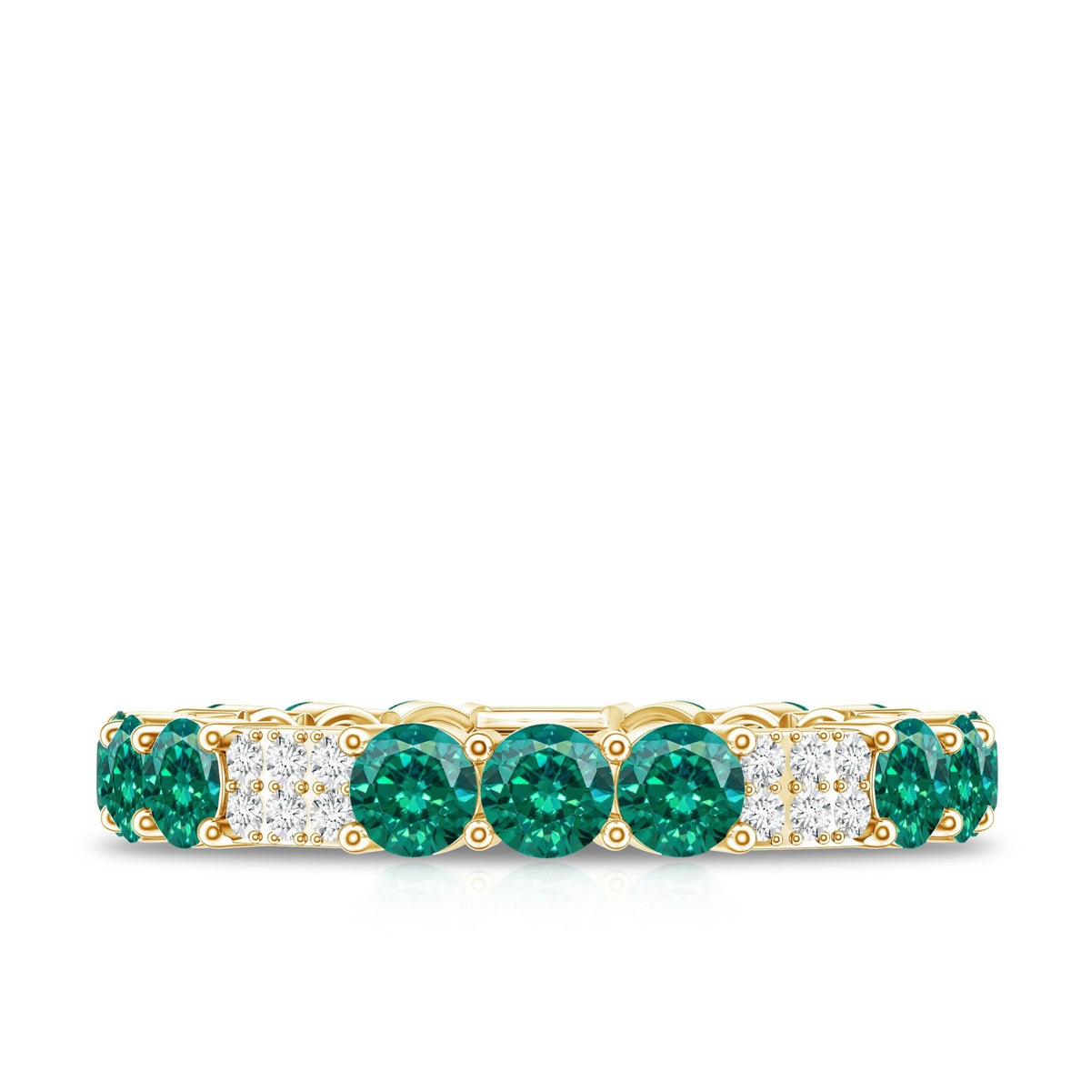 Emerald Diamond Eternity Band – Lab Grown Emerald Ring With Diamond Accents