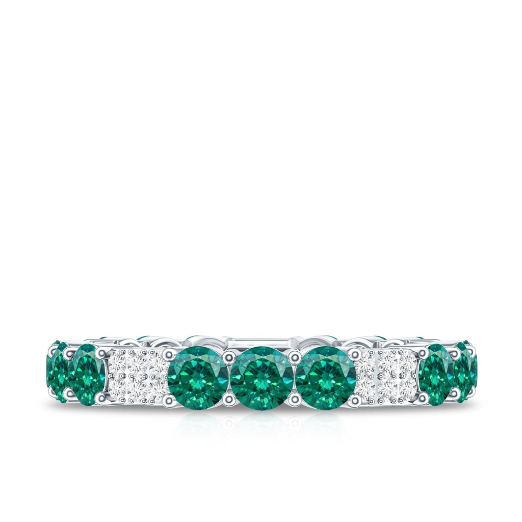 Emerald Diamond Eternity Band – Lab Grown Emerald Ring With Diamond Accents