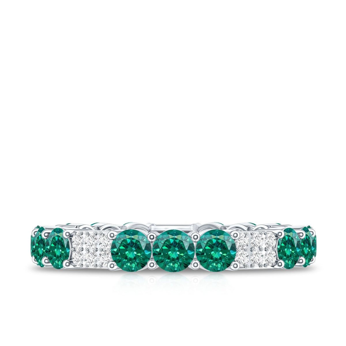 Emerald Diamond Eternity Band – Lab Grown Emerald Ring With Diamond Accents