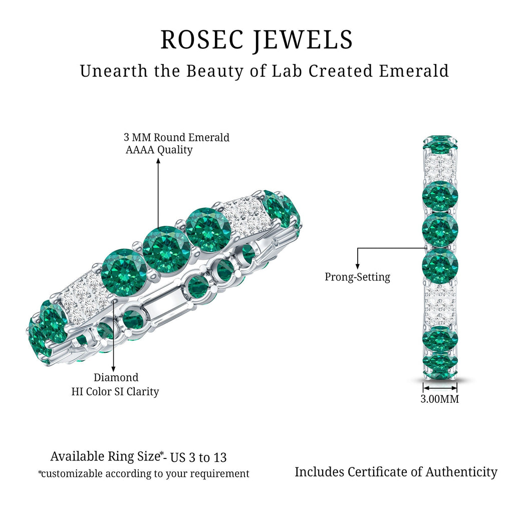Emerald Diamond Eternity Band – Lab Grown Emerald Ring With Diamond Accents