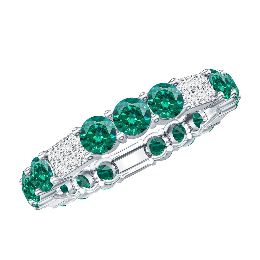 Emerald Diamond Eternity Band – Lab Grown Emerald Ring With Diamond Accents