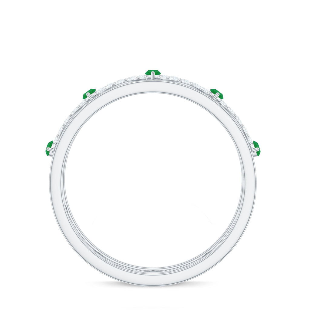 Emerald Diamond Eternity Band – Marquise Wedding Ring with Infinity Shank Design