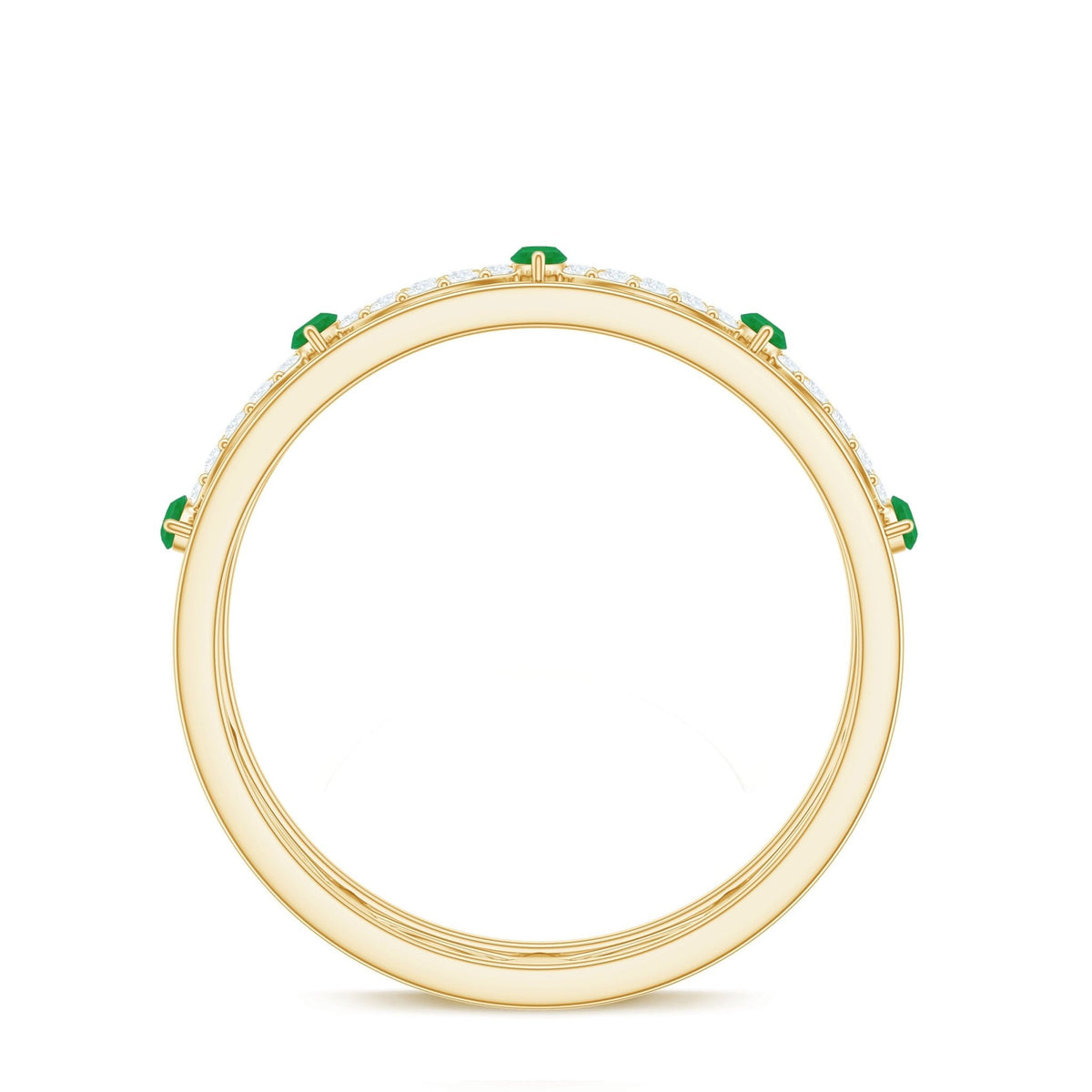 Emerald Diamond Eternity Band – Marquise Wedding Ring with Infinity Shank Design