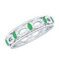 Emerald Diamond Eternity Band – Marquise Wedding Ring with Infinity Shank Design