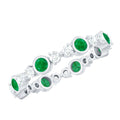 Emerald Diamond Eternity Ring – Bezel Set Natural Emerald & Diamond Band