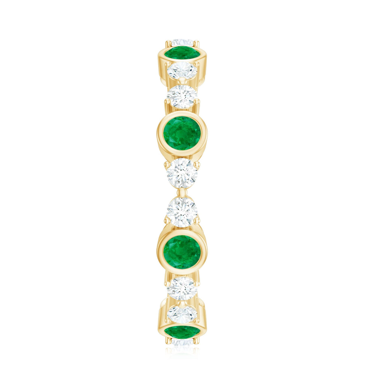 Emerald Diamond Eternity Ring – Bezel Set Natural Emerald & Diamond Band