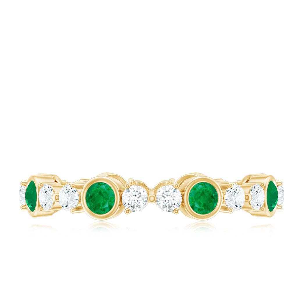 Emerald Diamond Eternity Ring – Bezel Set Natural Emerald & Diamond Band