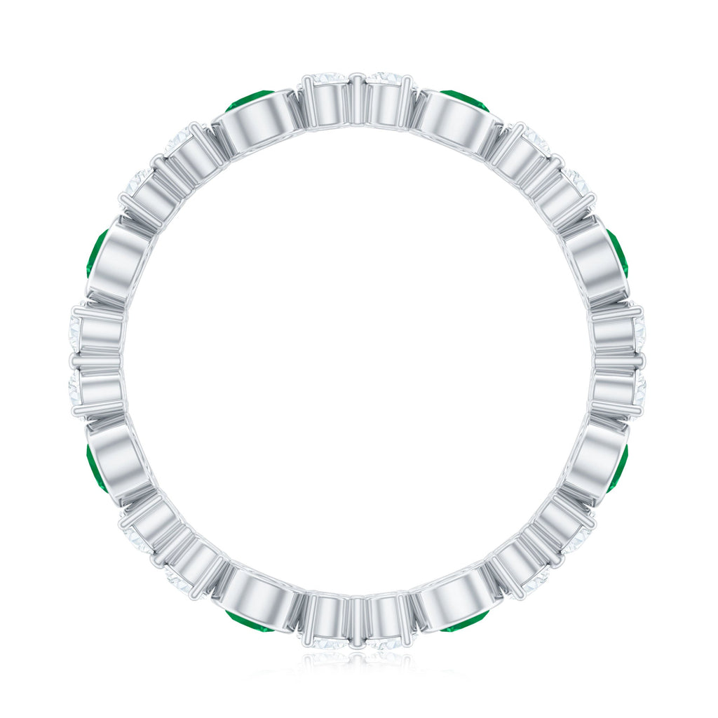 Emerald Diamond Eternity Ring – Bezel Set Natural Emerald & Diamond Band