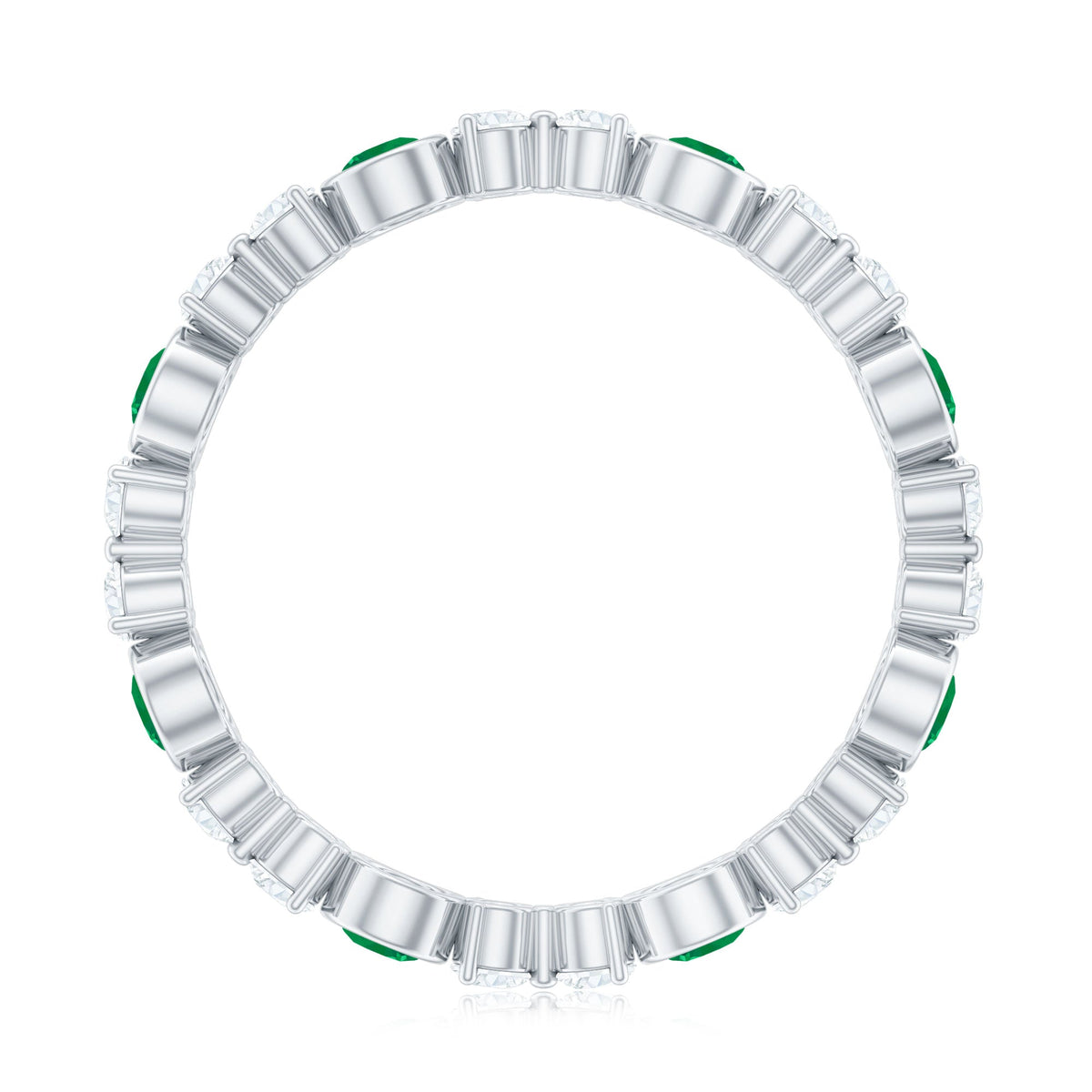 Emerald Diamond Eternity Ring – Bezel Set Natural Emerald & Diamond Band