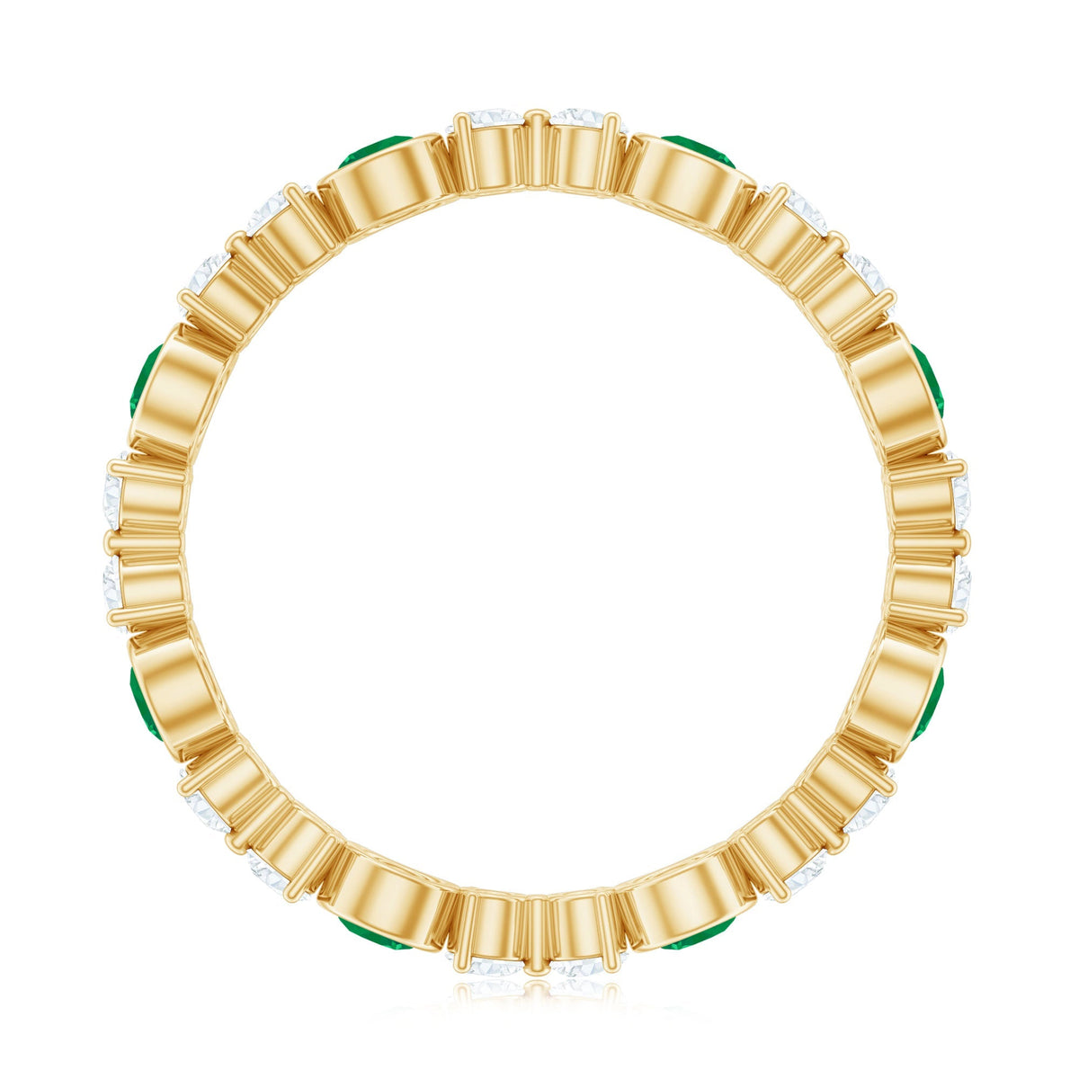Emerald Diamond Eternity Ring – Bezel Set Natural Emerald & Diamond Band