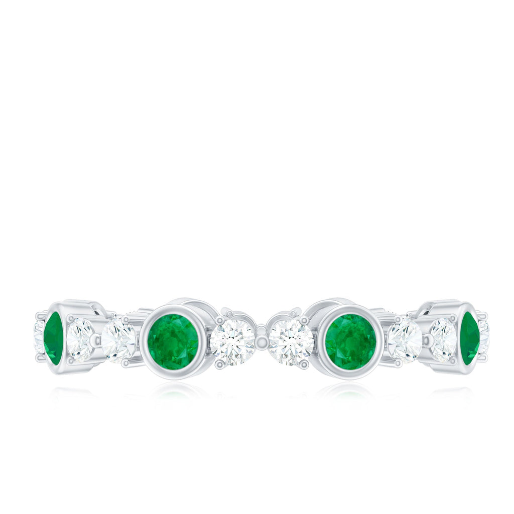 Emerald Diamond Eternity Ring – Bezel Set Natural Emerald & Diamond Band