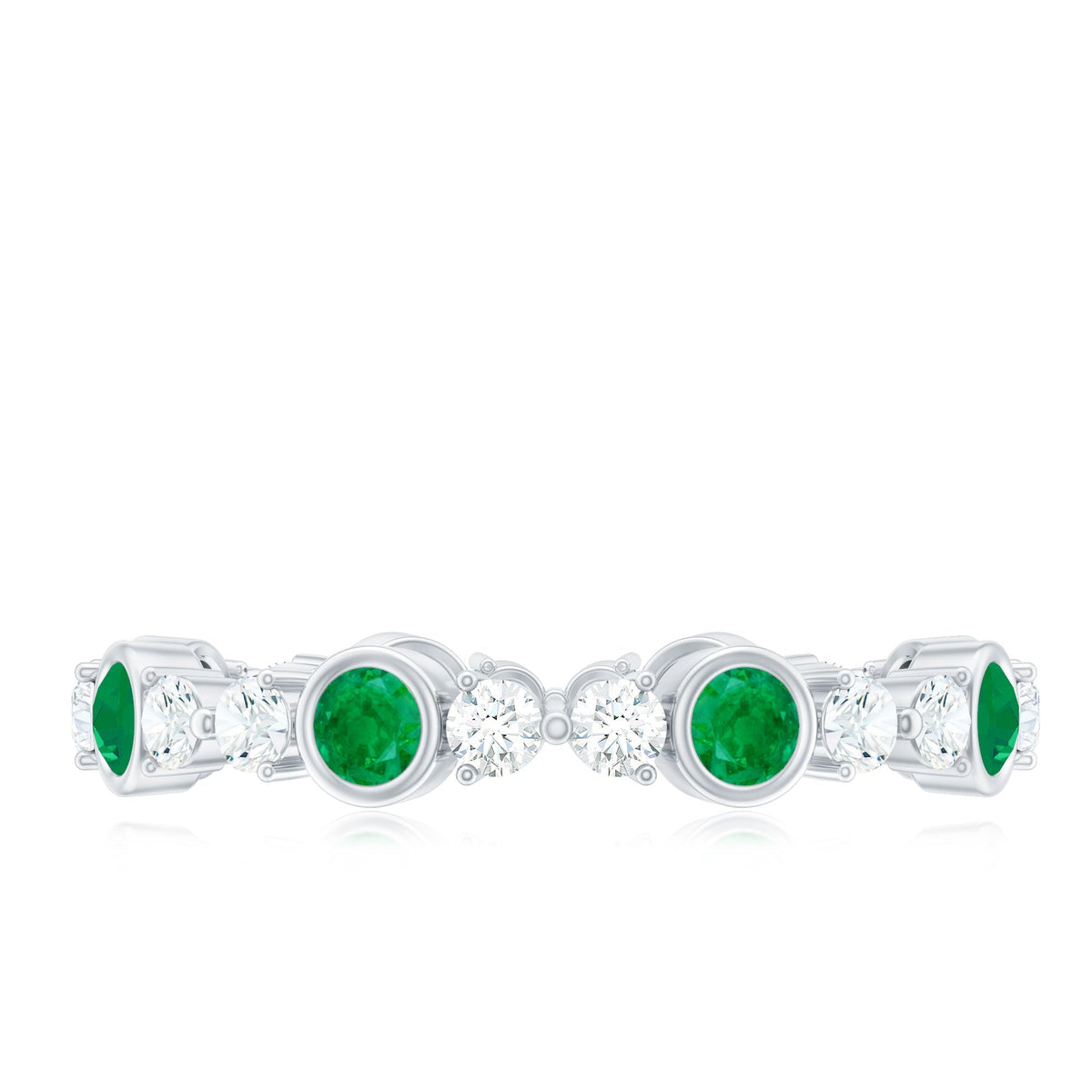 Emerald Diamond Eternity Ring – Bezel Set Natural Emerald & Diamond Band