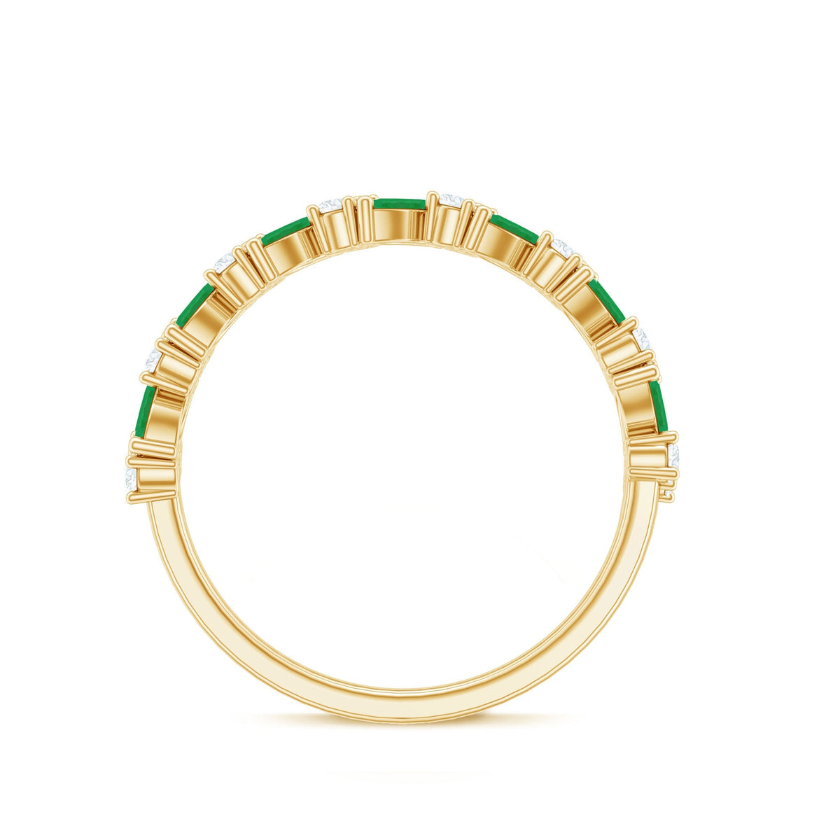 Emerald Diamond Eternity Ring – Half Eternity Band With Marquise Emerald & Diamond Stones