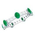 Emerald Diamond Eternity Ring – Oval Emerald Wedding Anniversary Band in Prong Setting