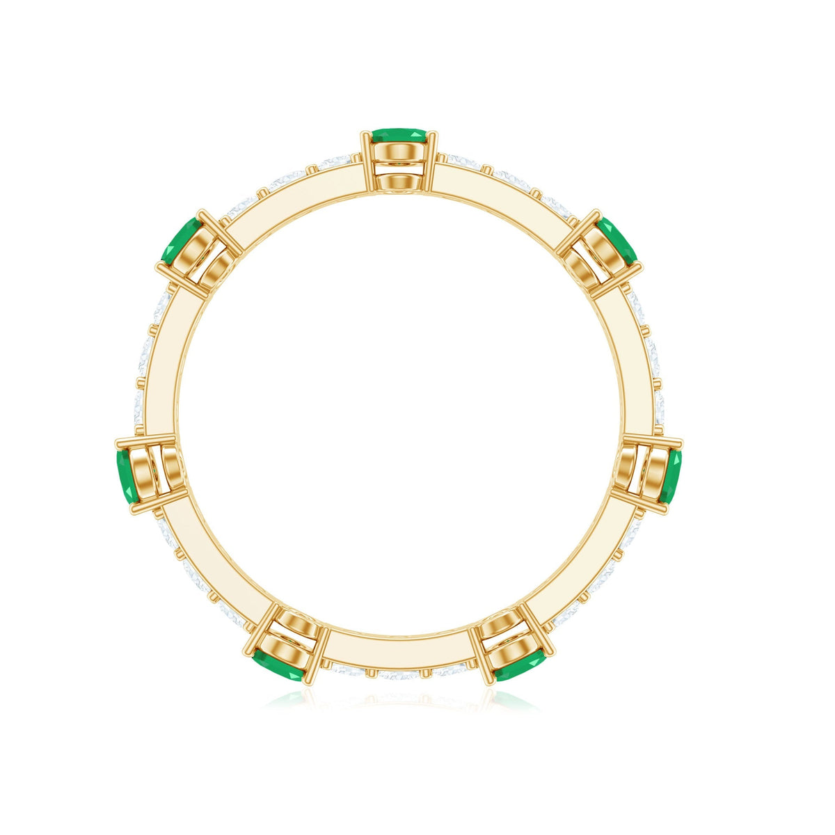 Emerald Diamond Eternity Ring – Oval Emerald Wedding Anniversary Band in Prong Setting