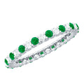 Emerald Diamond Eternity Ring – Stackable Round Cut Emerald Wedding Band