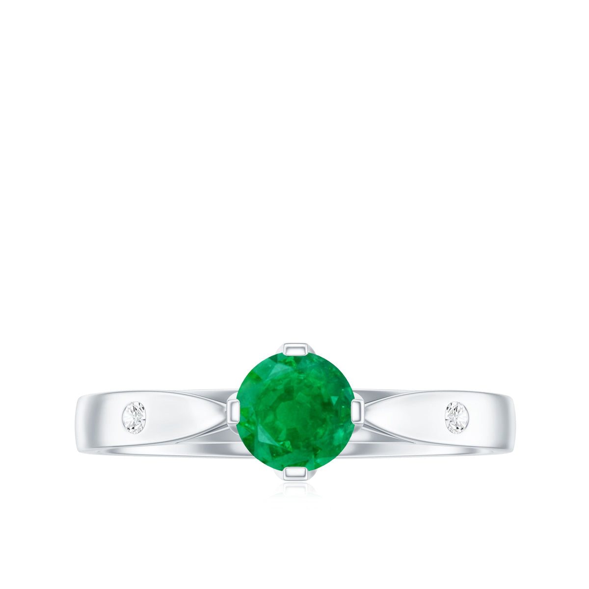 Emerald Diamond Promise Ring – Natural Green Gemstone with Pinched Shank Design