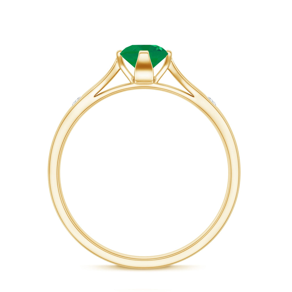 Emerald Diamond Promise Ring – Natural Green Gemstone with Pinched Shank Design