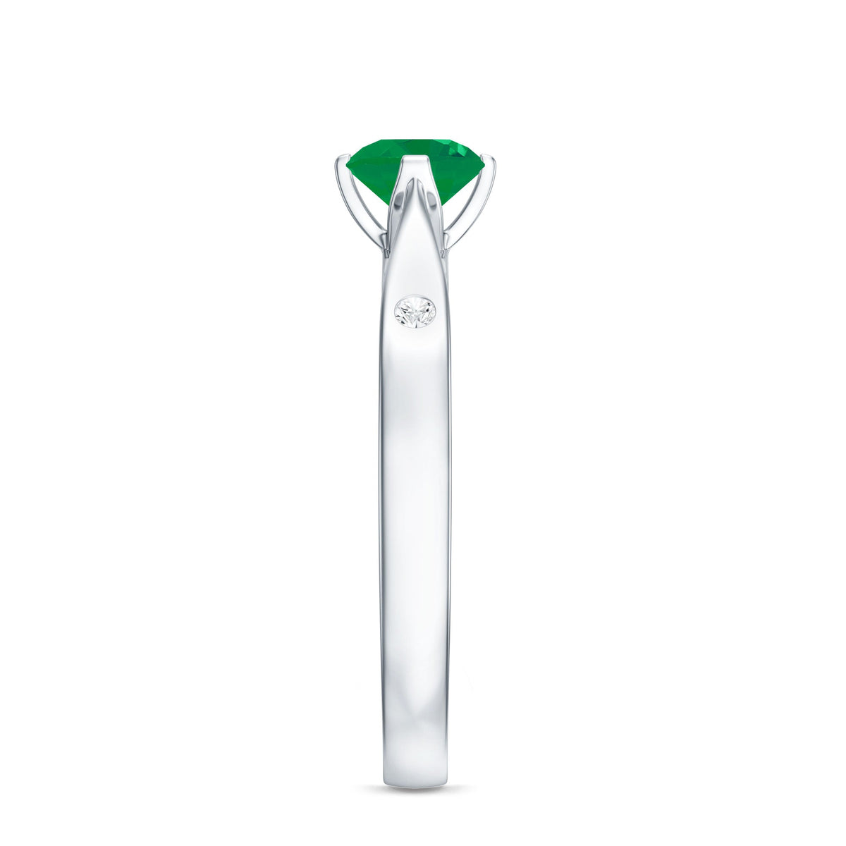 Emerald Diamond Promise Ring – Natural Green Gemstone with Pinched Shank Design
