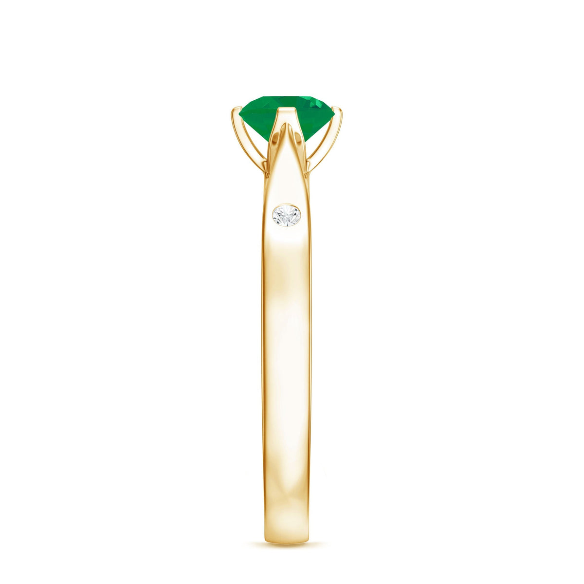 Emerald Diamond Promise Ring – Natural Green Gemstone with Pinched Shank Design
