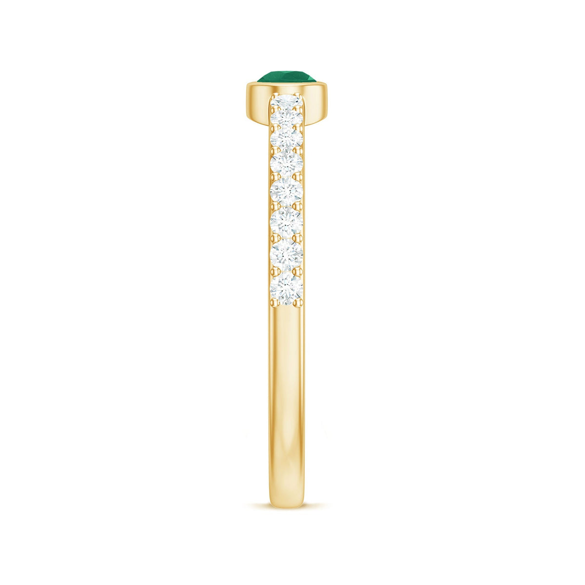 Emerald Diamond Promise Ring – Natural Pear Shape Emerald in Bezel Setting