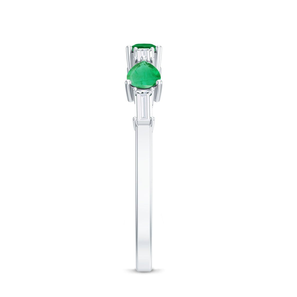 Emerald Diamond Ring – East West Half Eternity Anniversary Band with AAA Quality Emerald