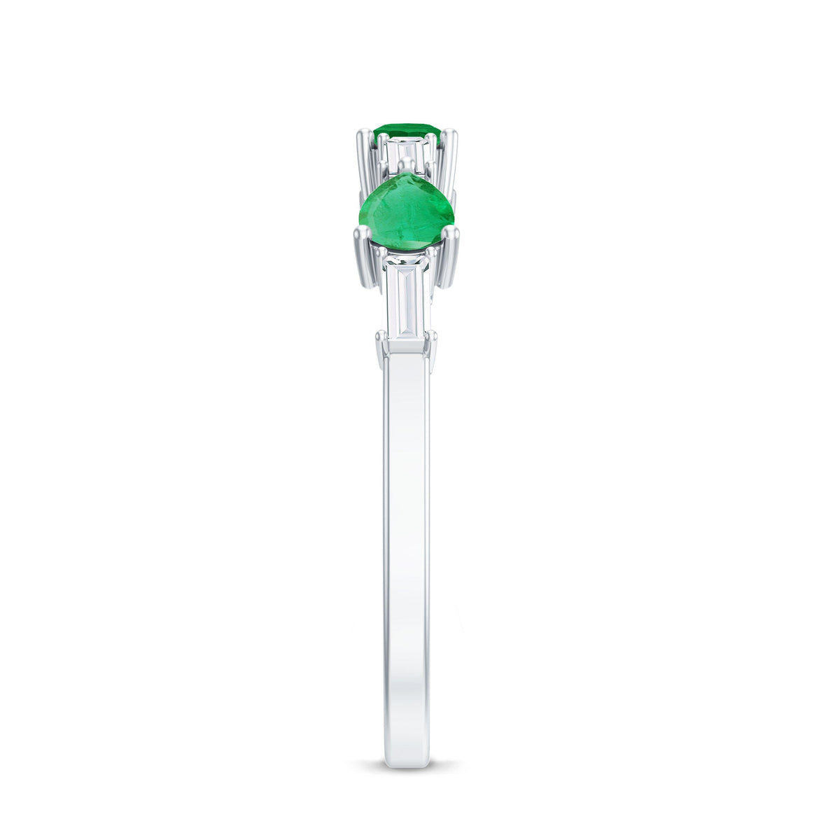 Emerald Diamond Ring – East West Half Eternity Anniversary Band with AAA Quality Emerald