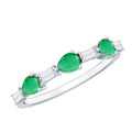Emerald Diamond Ring – East West Half Eternity Anniversary Band with AAA Quality Emerald