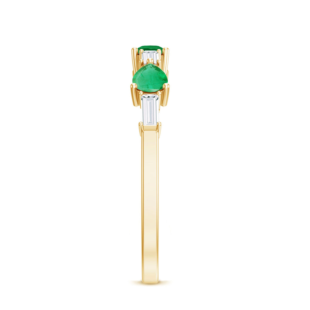 Emerald Diamond Ring – East West Half Eternity Anniversary Band with AAA Quality Emerald