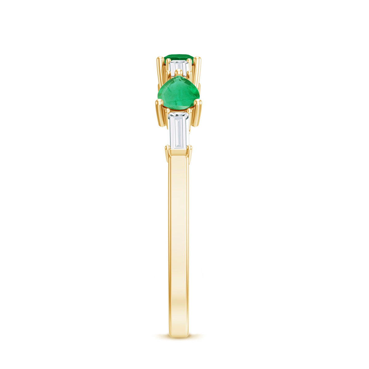 Emerald Diamond Ring – East West Half Eternity Anniversary Band with AAA Quality Emerald