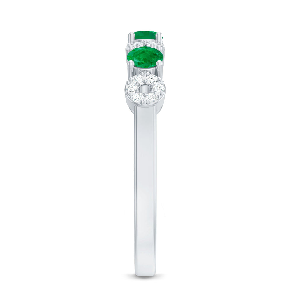 Emerald Diamond Ring – Half Eternity Band with AAA Emeralds & HI-SI Diamonds