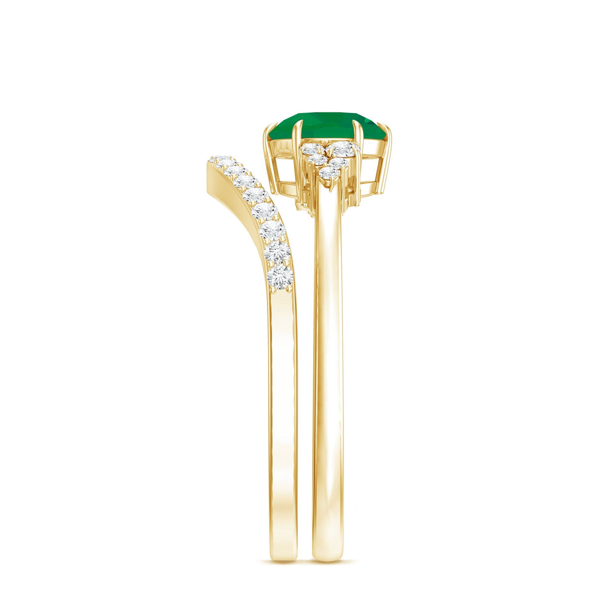 Emerald Diamond Ring Set – Natural AAA Quality Wedding Bridal Rings With Enhancer