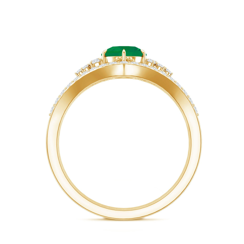 Emerald Diamond Ring Set – Natural AAA Quality Wedding Bridal Rings With Enhancer