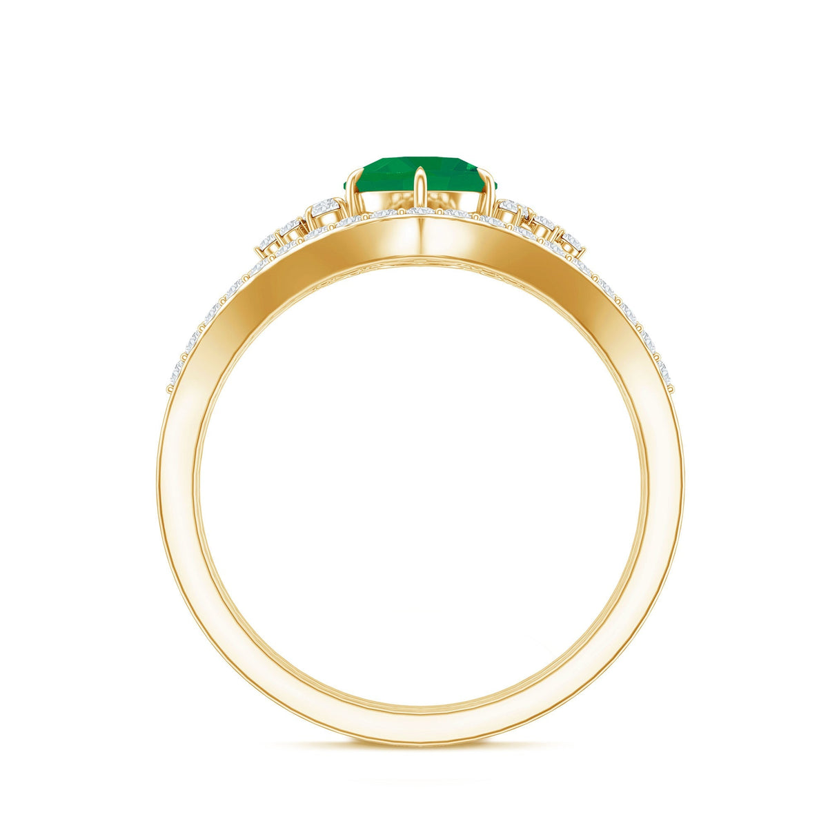 Emerald Diamond Ring Set – Natural AAA Quality Wedding Bridal Rings With Enhancer
