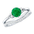 Emerald Diamond Ring Set – Natural AAA Quality Wedding Bridal Rings With Enhancer