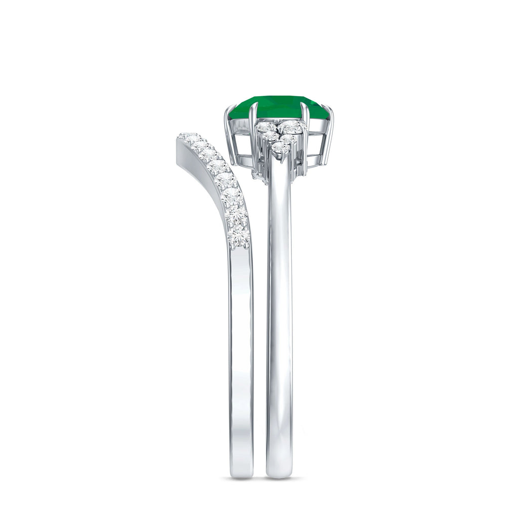 Emerald Diamond Ring Set – Natural AAA Quality Wedding Bridal Rings With Enhancer