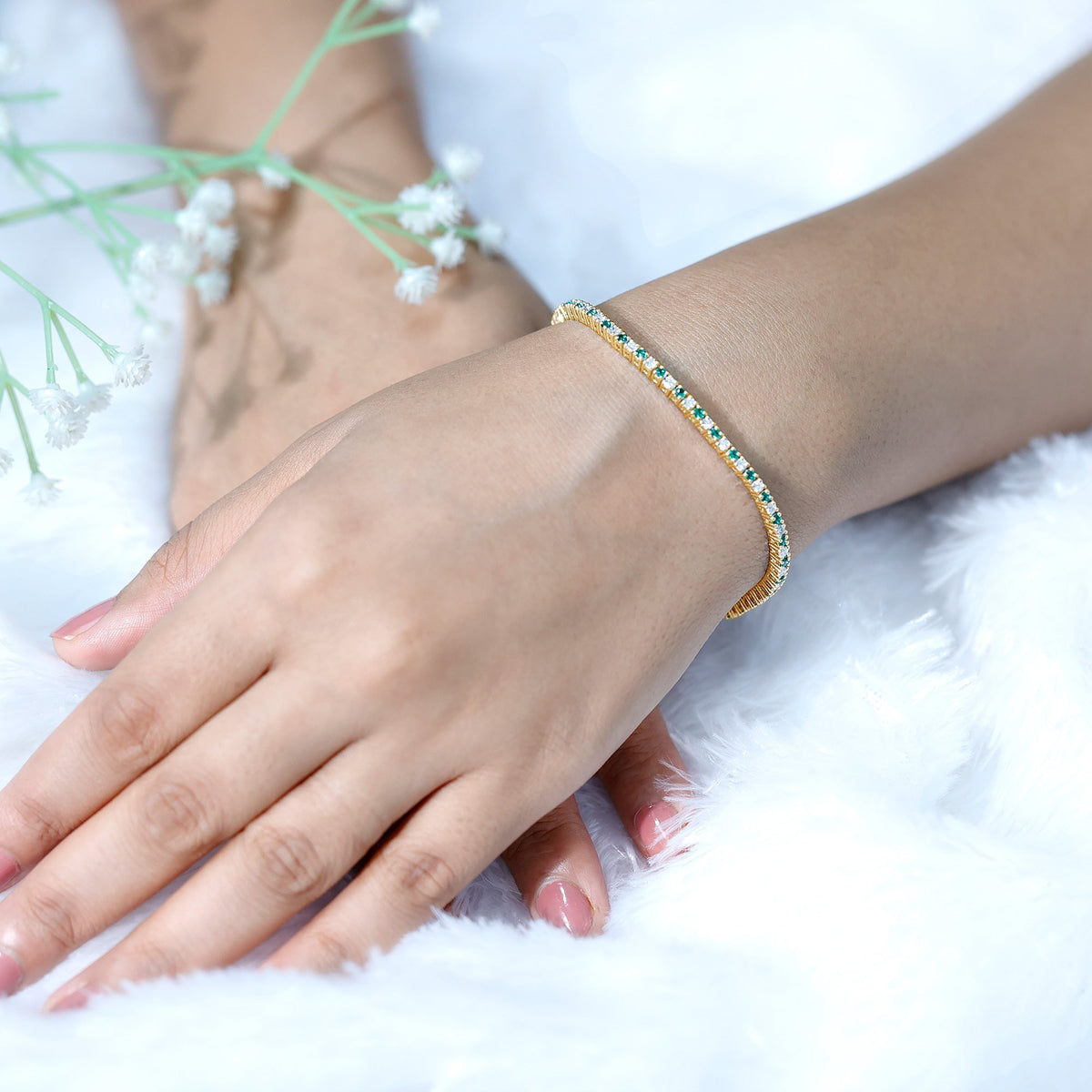 Emerald Diamond Tennis Bracelet – Certified Lab Grown Diamonds, Elegant Gemstone Design