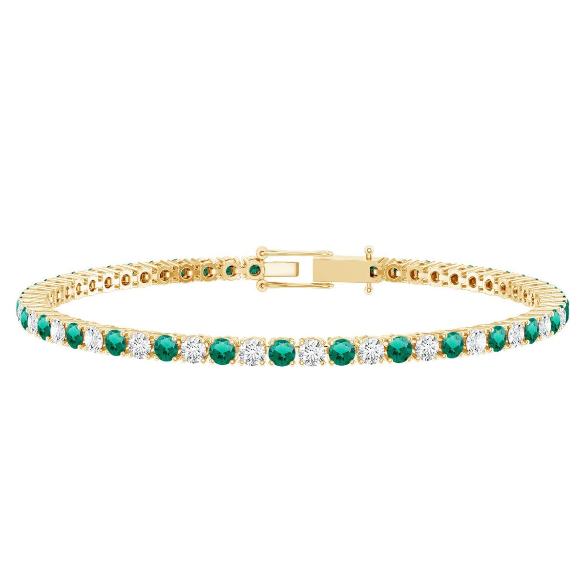 Emerald Diamond Tennis Bracelet – Certified Lab Grown Diamonds, Elegant Gemstone Design