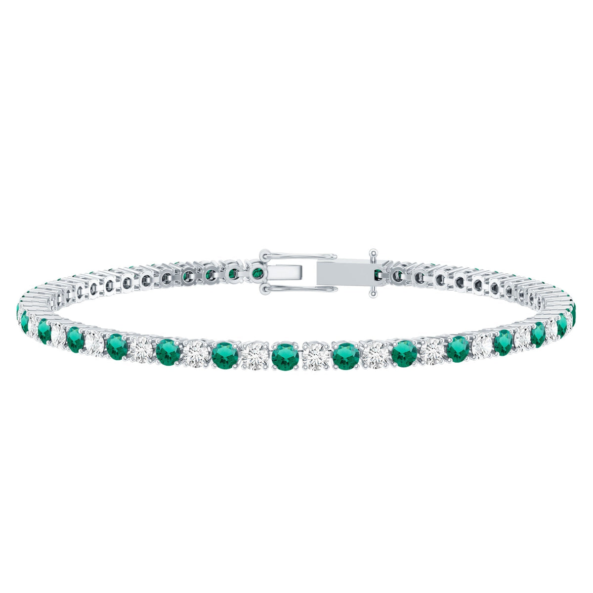 Emerald Diamond Tennis Bracelet – Certified Lab Grown Diamonds, Elegant Gemstone Design