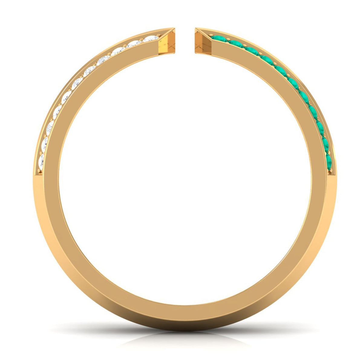 Emerald Diamond Wedding Band – Open Adjustable Ring with Pave Setting & Lab Grown Diamonds