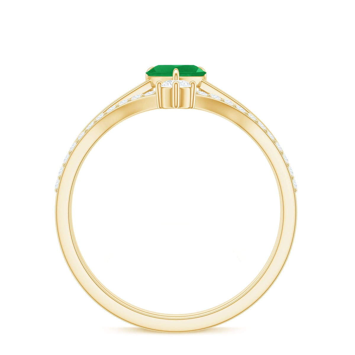 Emerald Diamond Wedding Ring Heart Shaped Ring Set – AAA Quality Emerald & Curved Diamond Band