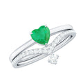 Emerald Diamond Wedding Ring Heart Shaped Ring Set – AAA Quality Emerald & Curved Diamond Band