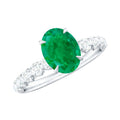 Emerald Engagement Ring – 1.2 Carat Oval Emerald with Diamond Side Stones | Claw Setting