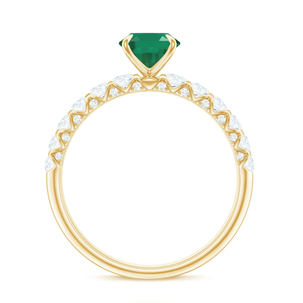 Emerald Engagement Ring – 1.2 Carat Oval Emerald with Diamond Side Stones | Claw Setting